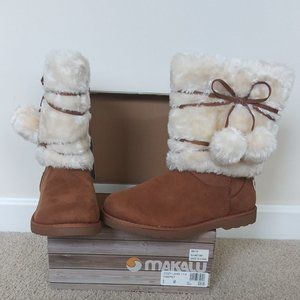 Kids Chestnut Brown Faux Fur Lined Boots